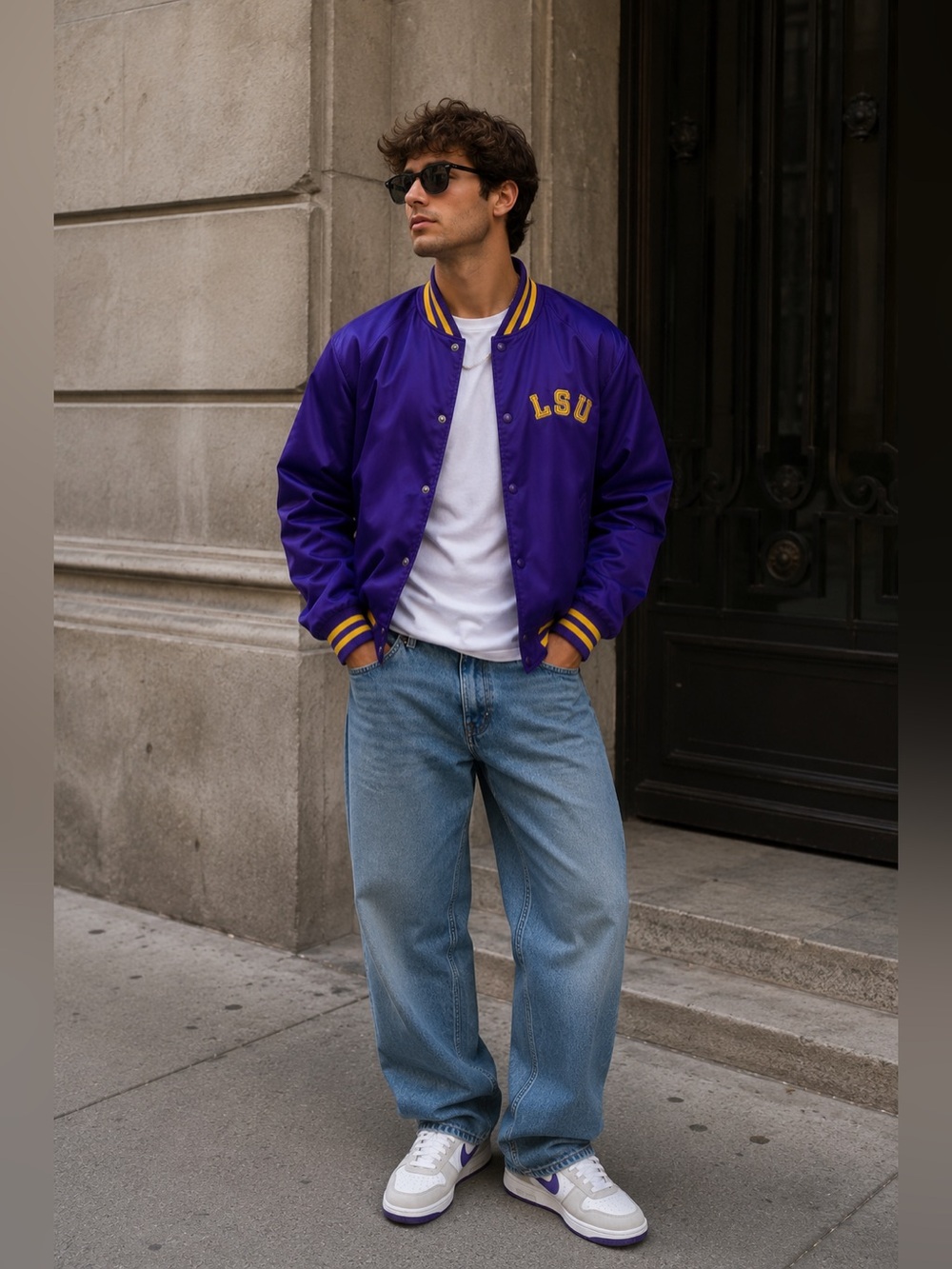 {ChalkLine} Satin Starter LSU Bomber Jacket